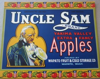 20 Old Vintage Apple  Crate Labels Uncle Sam , GILBERT ORCHARDS , Aurora , MVP , Ton-Hi etc.....