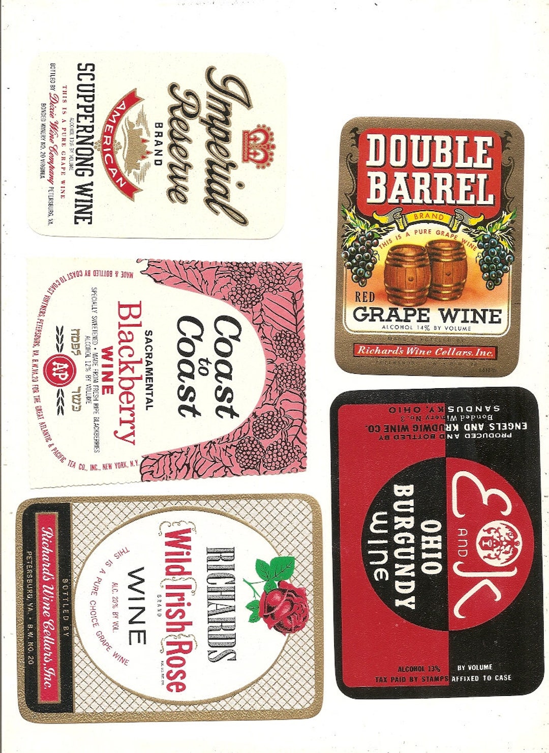 100 Old 1940's Plus WINE Labels.all U.s.,virginia,ohio Etc... - Etsy
