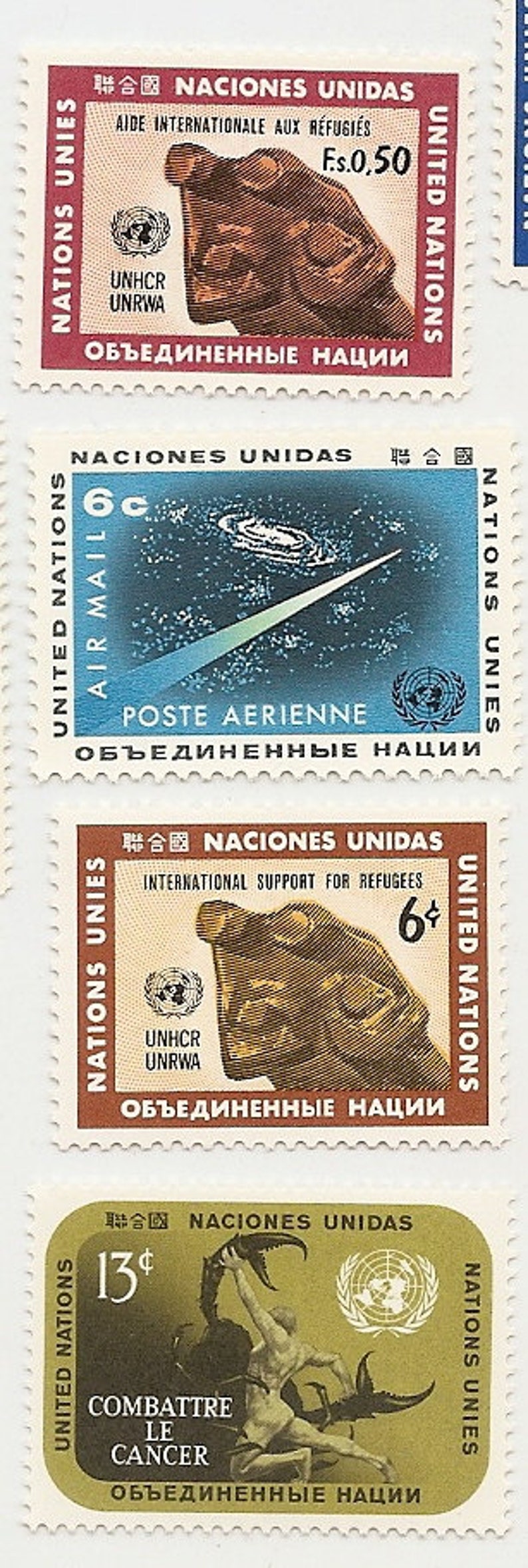95 Vintage Unused UNITED NATIONS STAMPS image 3