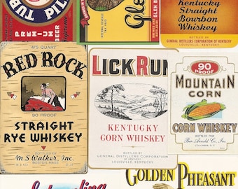 44 Old 1930s plus WHISKEY/Gin/Rye/Beer/LIQUOR Labels etc...