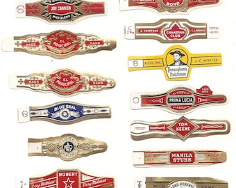 3,750 CIGAR BAND Labels -new old stock cigar bands lithographed in 1920-1943 etc..