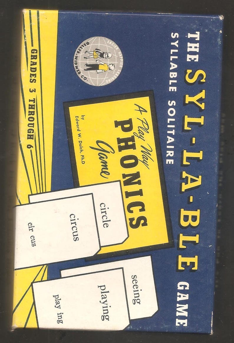 Syllable Blue Old Vintage 1959 the Syl-la-ble GAME SYLLABLE SOLITAIRE - Etsy