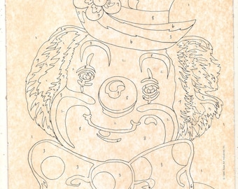 Old Vintage PAINT By Numbers Panel CLOWN (B)