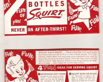 One vintage cardboard bottle carrier for 2 free bottles of Squirt