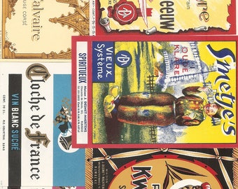 187 ETIQUETAS DE VINOS Y LICORES antiguos de la década de 1930 y superiores de Europa.