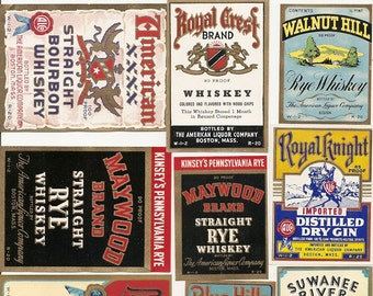 36 1940's Plus WHISKEY/Gin/VODKA/LIQUOR Labels Etc...