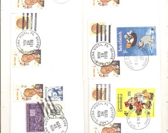 9 Old Vintage 1978, 1979 Stamp envelopes WALT DISNEY Lake Buena Vista , Fl etc.