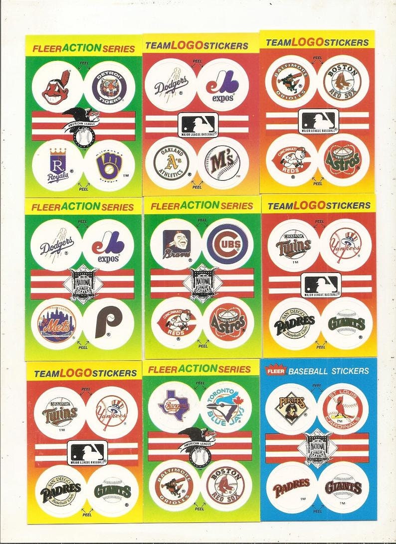 86 Old Vintage 1991 FLEER Team Logo STICKERS BASEBALL Picture Etsy