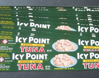 50  Old Vintage - ICY POINT - Tuna Can LABELS - Seattle Wash.