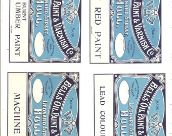 42 etiquetas para latas de pintura - Etiquetas para latas de pintura FAULDRATH'S H.C. FAULDRATH & Sons, Bell's Oil Paint and VARNISH - Etiquetas - Hull England