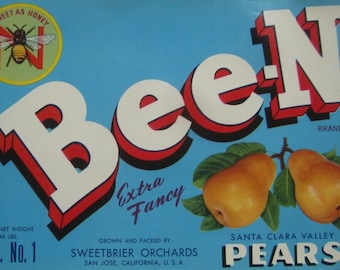 20 Old Vintage PEARS Fruit Crate Labels