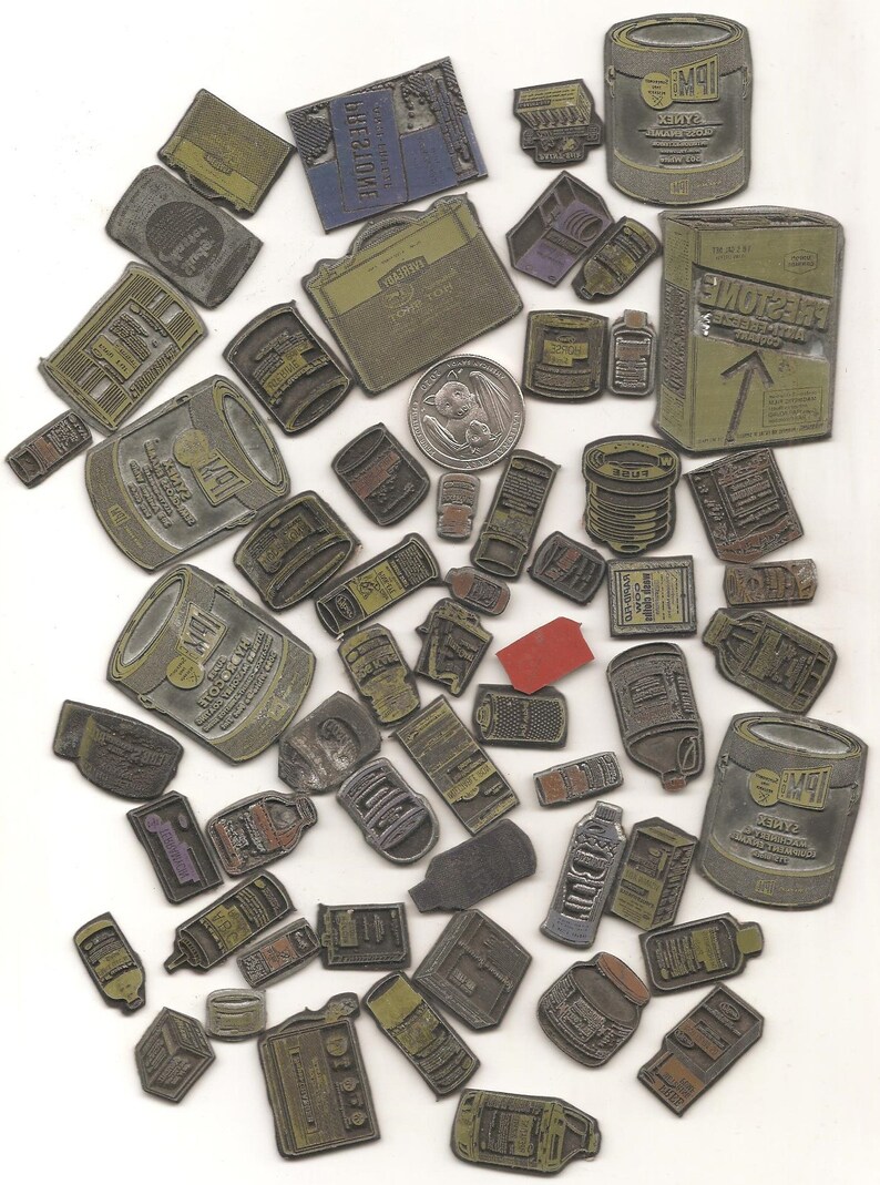 57 Old VINTAGE Metal PRINTING PLATES Hardware Store Product Etsy