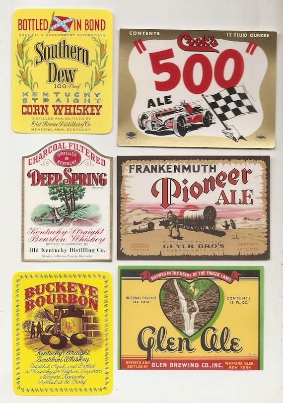 WHISKEY LABELS Boston Mass. Highland Spring Lot of 100 Old Vintage 1940/'s