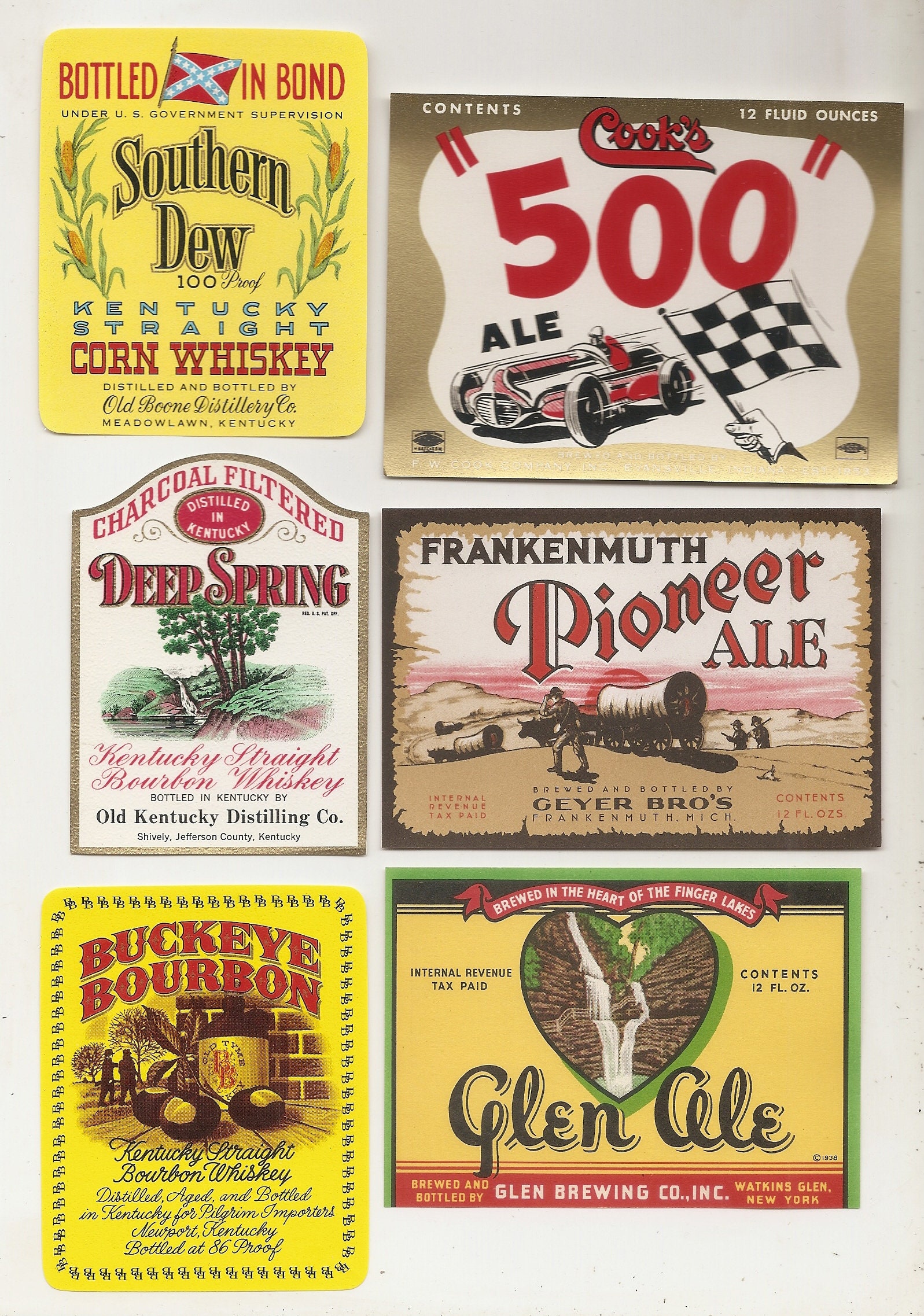Highland Spring WHISKEY LABELS Boston Mass. Lot of 100 Old Vintage 1940's 