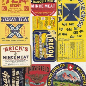 125 VINTAGE PRODUCT labels , tuna, spices, soda, beer, tobacco, whiskey, wine , etc... image 2
