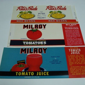 65 Old VINTAGE CAN LABELS All Different. image 6