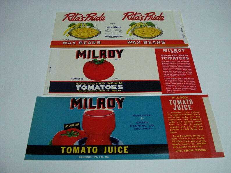 65 Old VINTAGE CAN LABELS All Different. image 6
