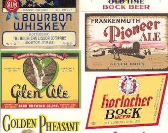 66 Old vintage  WHISKEY/Gin/Rye/Beer/LIQUOR Labels etc...