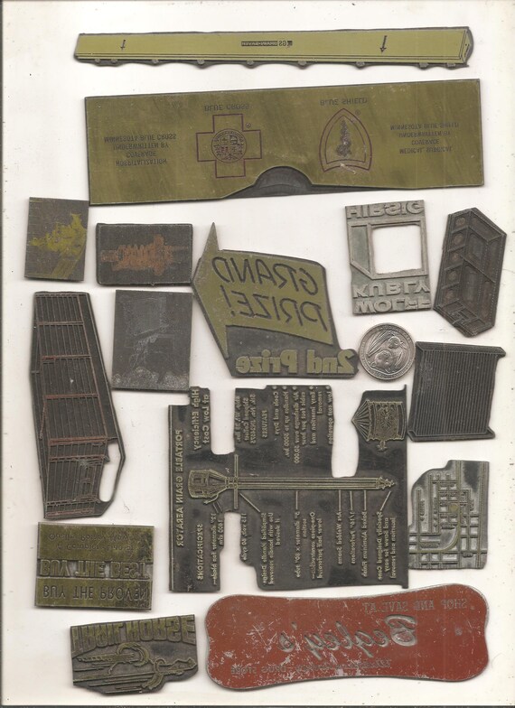 15 Old VINTAGE Metal PRINTING PLATES Advertisements etc... Etsy