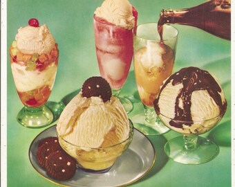 Old Vintage 1950's SODA FOUNTAIN Ice Cream / Malt / Sundae SIGN