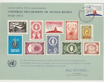 12 Vintage 1970's UNITED NATIONS POSTAL Administration Souvenir Cards