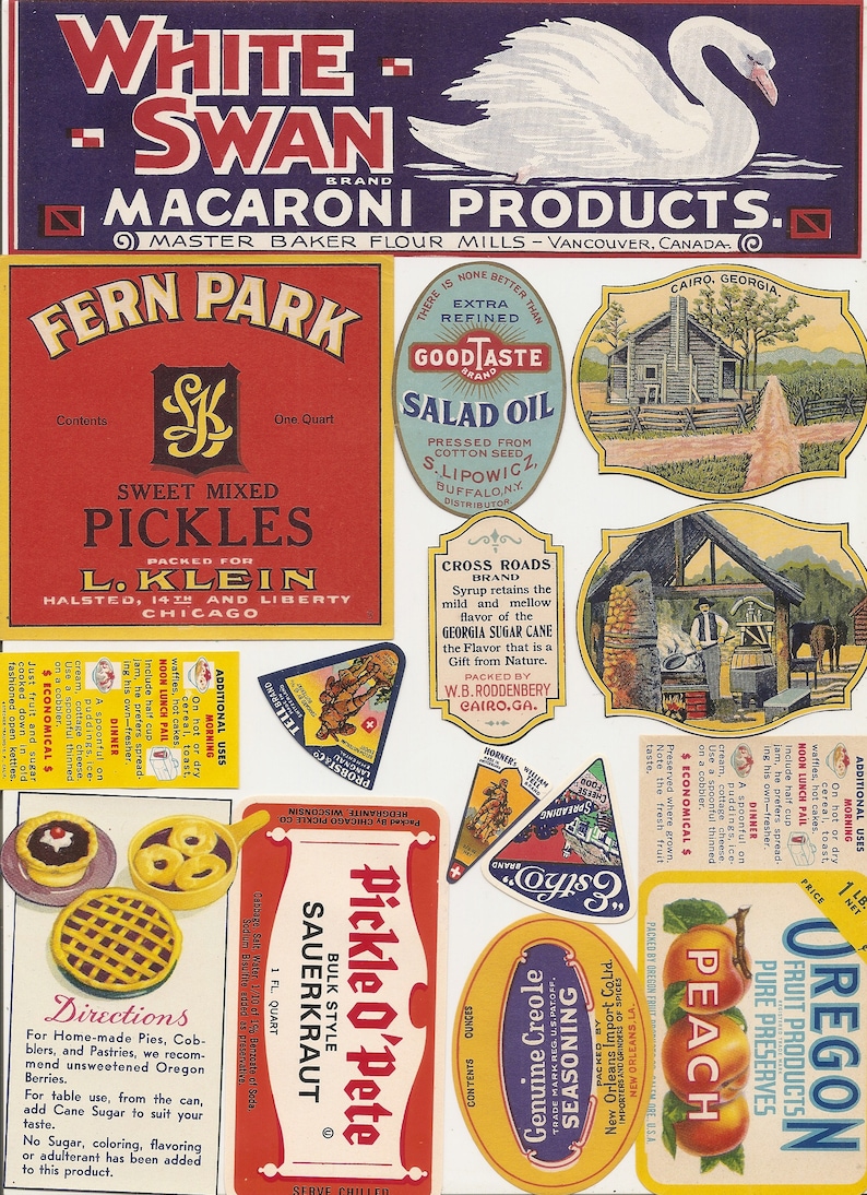 125 VINTAGE PRODUCT labels , tuna, spices, soda, beer, tobacco, whiskey, wine , etc... image 1