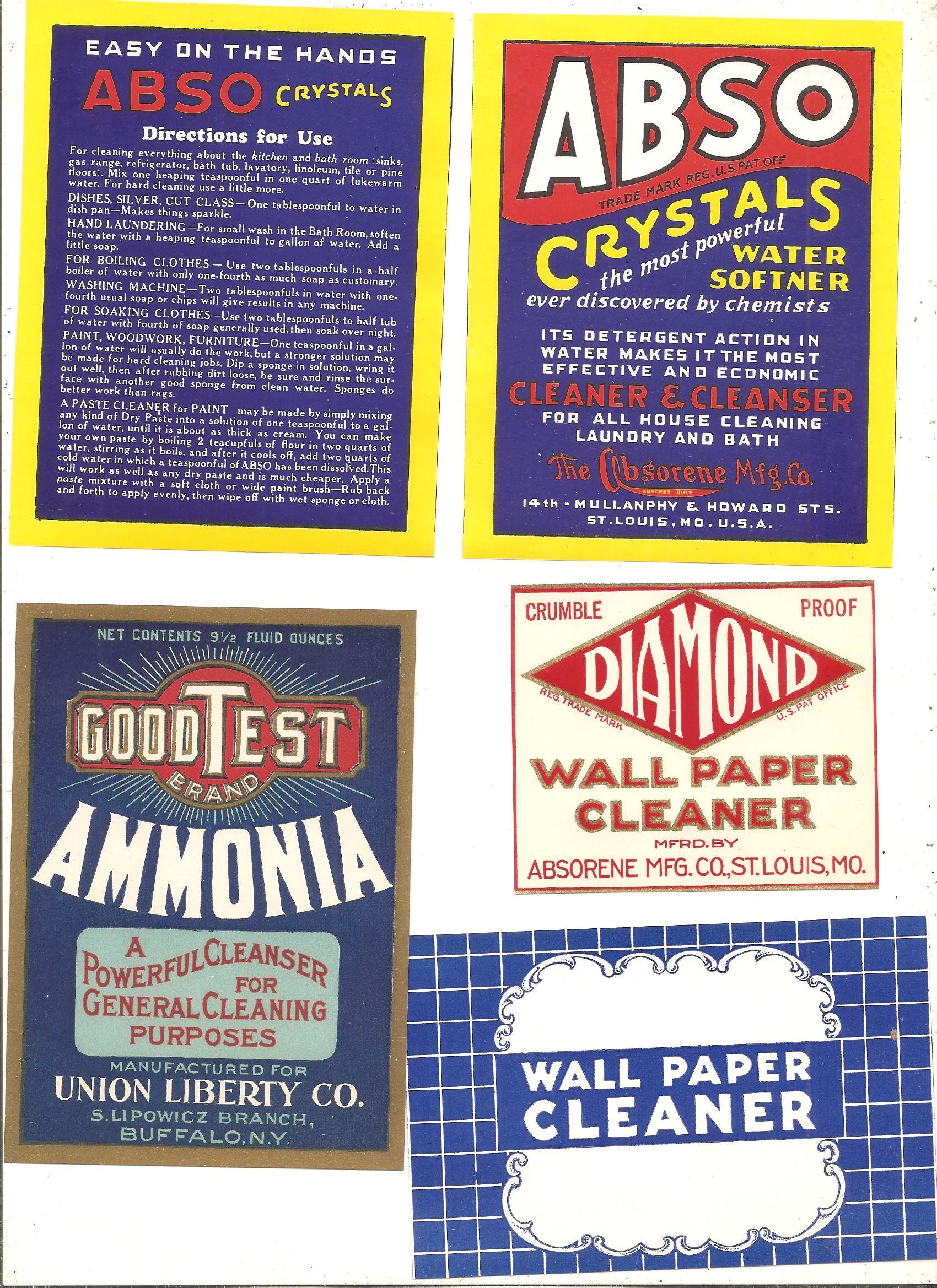 27 Different Old 1920'S Plus HOUSEHOLD CLEANING Labels,broom,witch