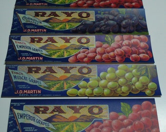 57 Old VINTAGE FRUIT & VEGETABLE Crate Labels
