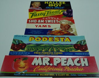 53 Old Vintage FRUIT  VEGETABLE Produce CRATE Labels