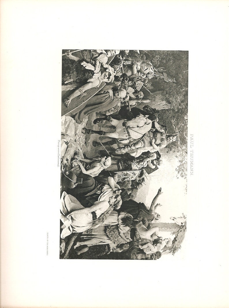 Old 1894 ANTIQUE PHOTOGRAVURE PRINT Hermann/'s Triumph Over The Romans by Paul Thumann