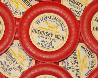 25 Vintage HILLCREST Farm Dairy HOBART , INDIANA Guernsey  Milk Caps
