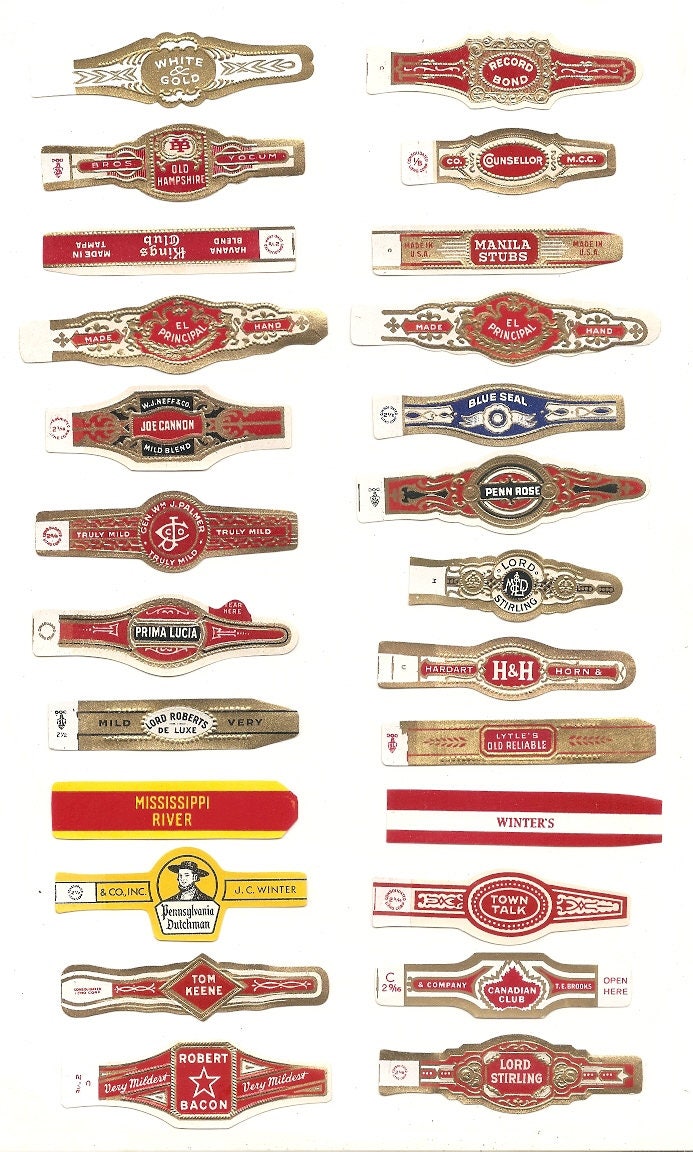 250 CIGAR BAND Labels -new old stock cigar bands