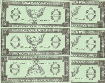 50 VINTAGE PLAY MONEY Bills