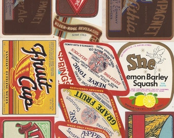 150 old Vintage SODA, BEVERAGE LABELS Etc..