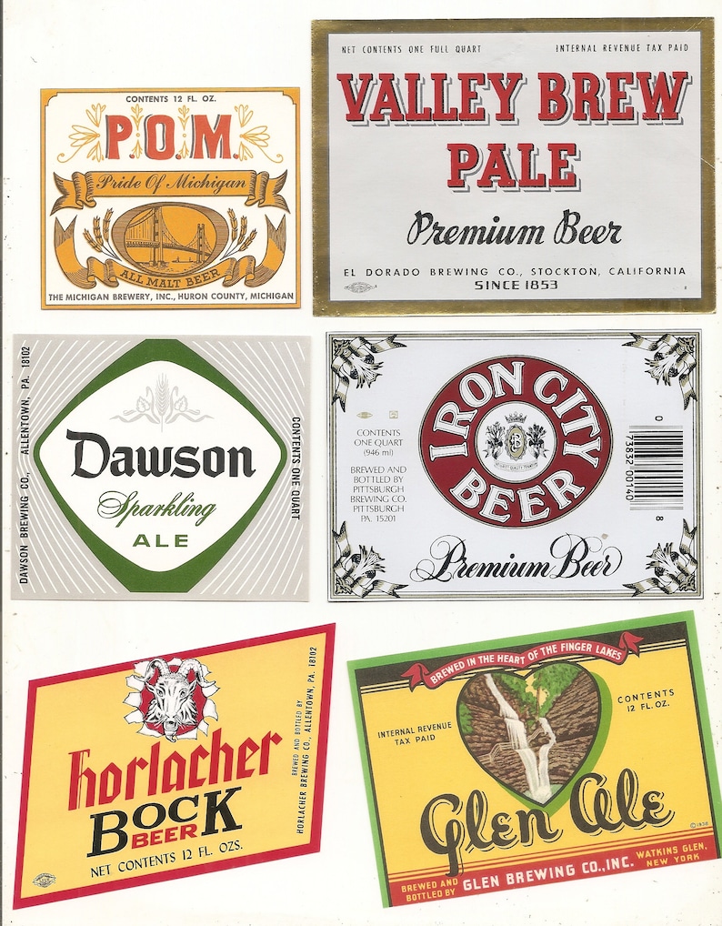 54 Vintage Old BEER LABELS Sebewaing Mi.shamokin Etsy