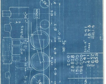 10 Old 1924 Phil. & READING RAILWAY - LOCOMOTIVE Blueprint Drawings (D)