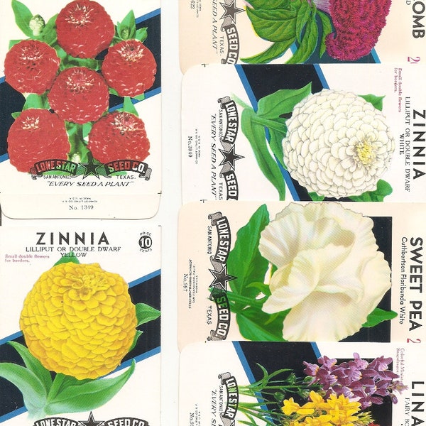 63 Old Vintage Vegetables / Flower Seed Packets Lone Star Seed Co. San Antonio,Texas BEANS, CORN , PEAS