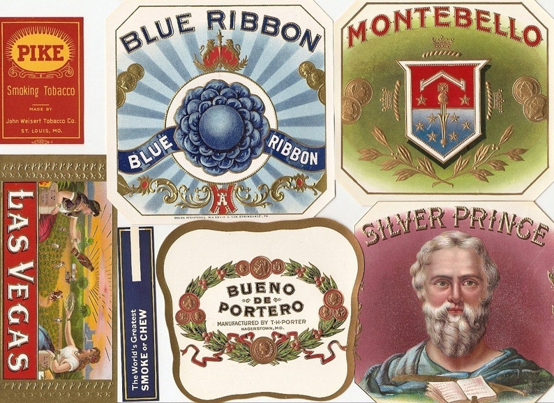 33 different 1930s plus TOBACCO and CIGAR Labels TOBACCO image 5