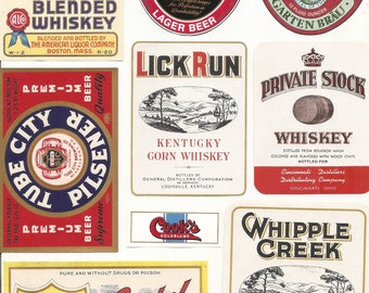 40 Old VINTAGE WHISKEY/Beer/LIQUOR Labels etc...
