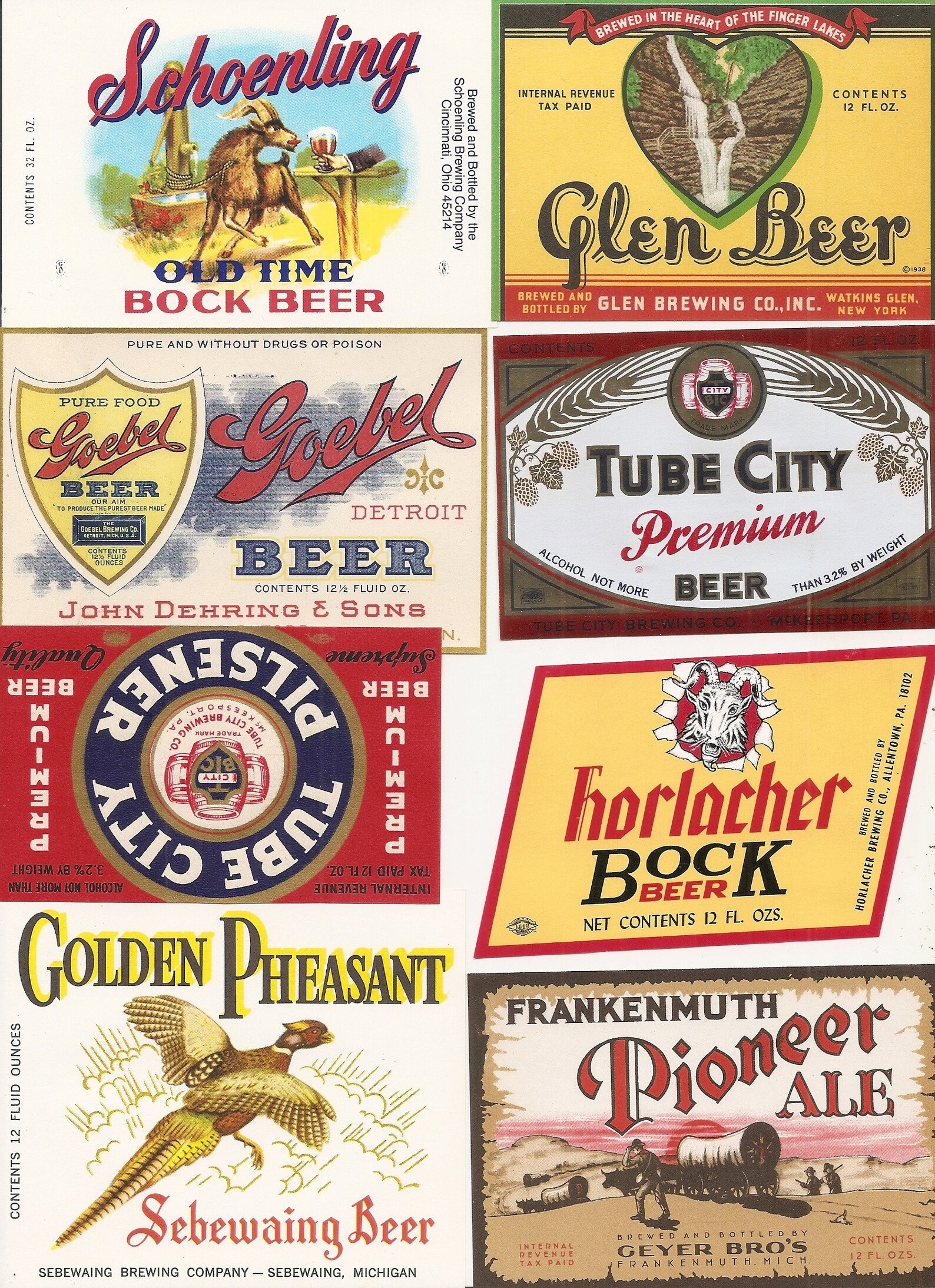 59 Vintage Old BEER LABELS Glen Ale SCHOENLING tube City Etsy