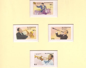 Old vintage Matted ST. VINCENT MUSIC Stamps