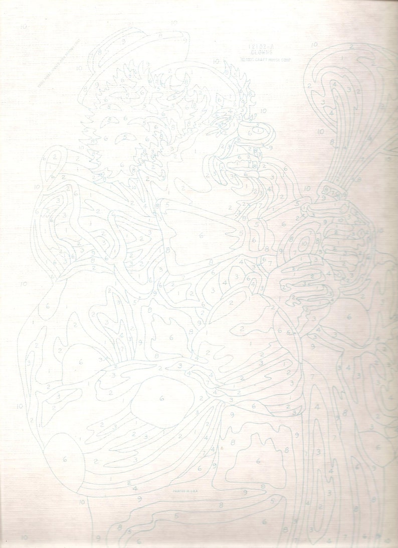 A Old Vintage PAINT By Numbers Panel CLOWNA