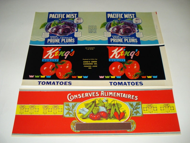 65 Old VINTAGE CAN LABELS All Different. image 2