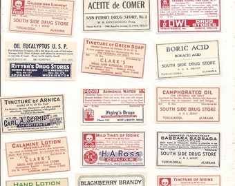 59 vintage  Drugstore,Pharmacy ,Poison and Medicine Labels etc