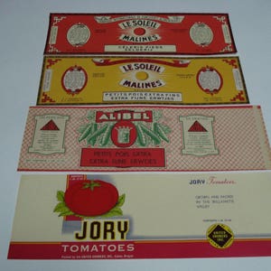 65 Old VINTAGE CAN LABELS All Different. image 3