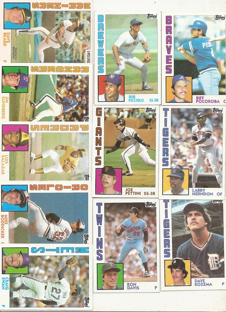 Baseball Picture Cards 98 Old Vintage 1984 TOPPS CHEWING Gum Inc