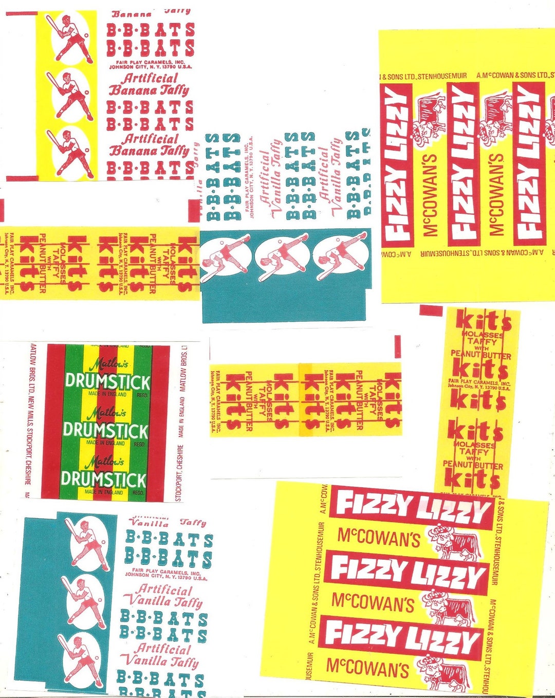 18 Old Candy WRAPPERS Bbbats , Kits , DRUMSTICK, Fizzy Lizzy Etsy