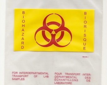 10 UNUSED BIOHAZARD BIORISQUE plastic bags