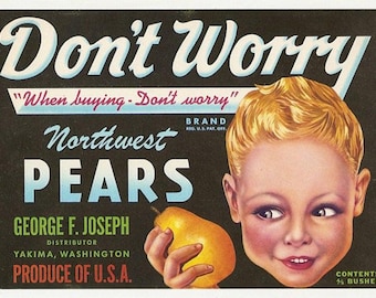 20 Old Vintage PEARS / FRUIT Crate Labels etc.....