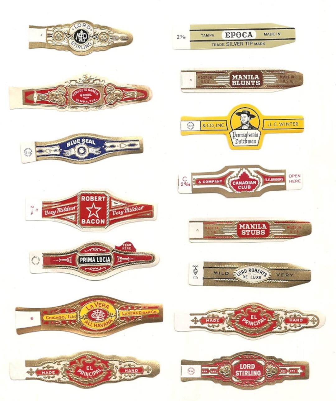 150 CIGAR BAND Labels -new Old Stock Cigar Bands 1930 ++ - Etsy, image size:1080x1287